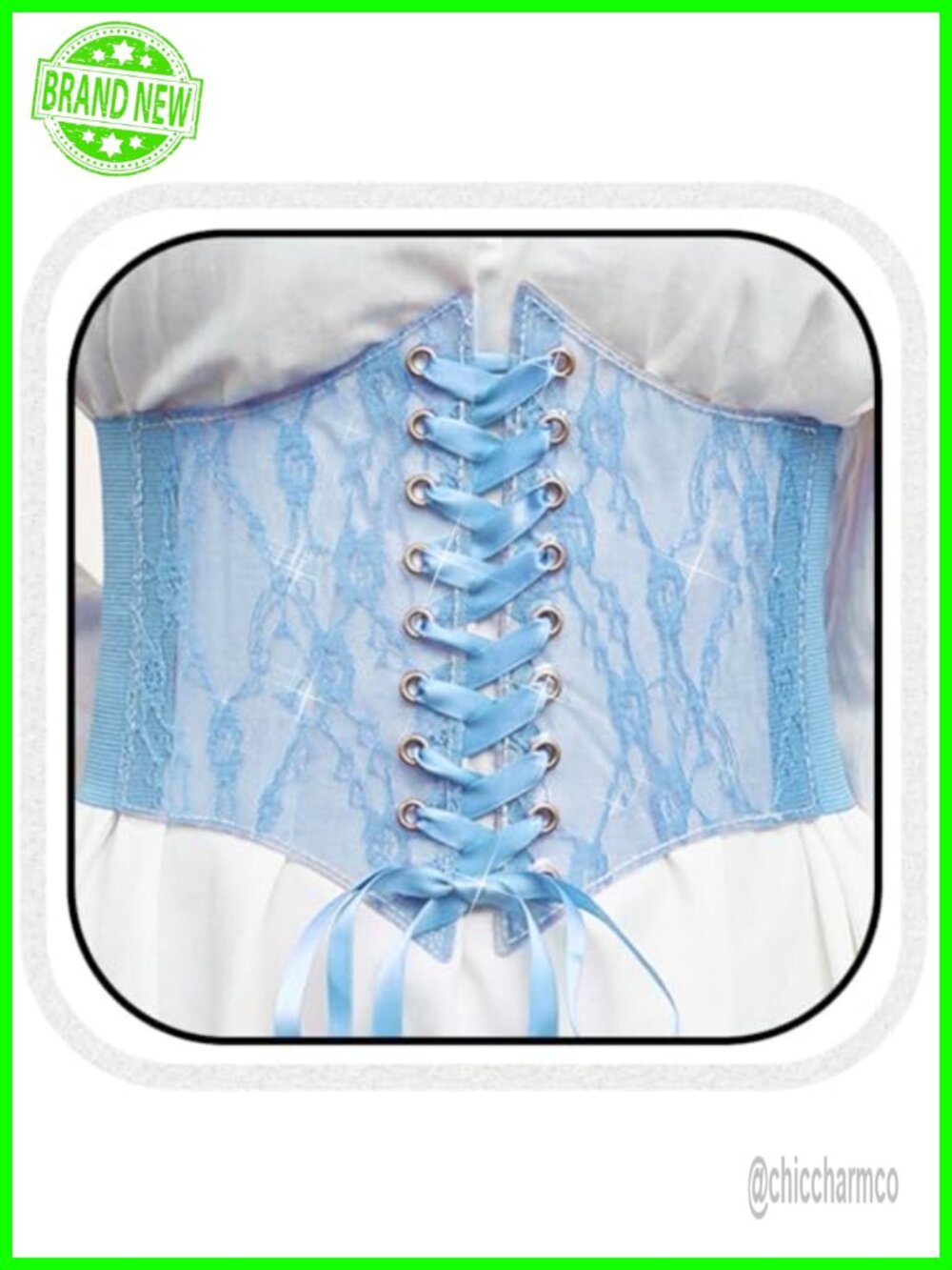 Women Lace PU Faux Leather Corset Belt Elastic Cinch Wide Waist Bustier
